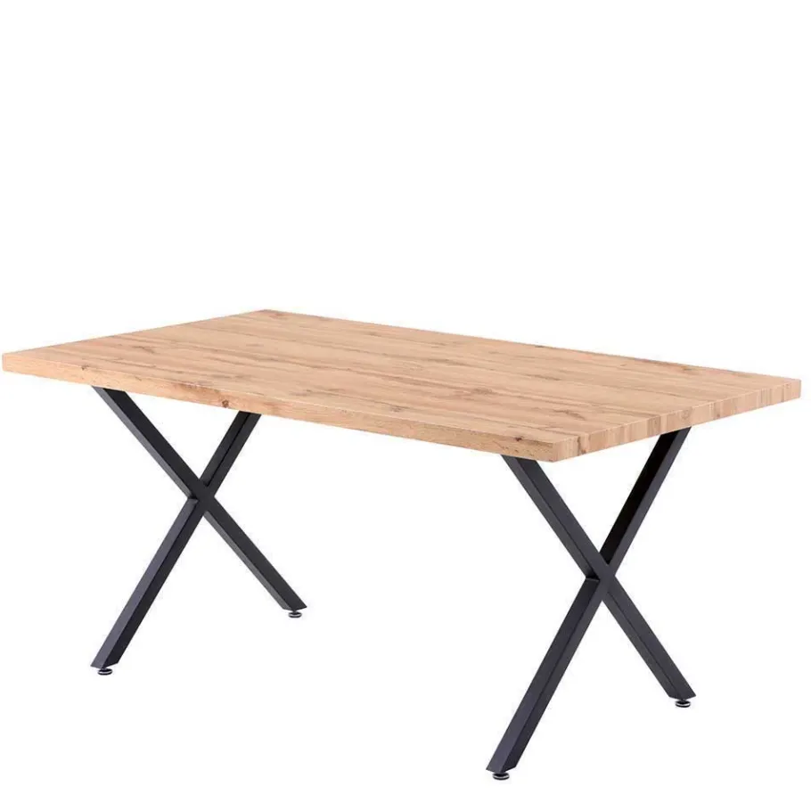 Wohnen Esstisch mit X-Beinen plus 4 Stühle - Lamon (fünfteilig)