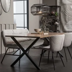 New Wohnen Esstisch Polsterbank in Offwhite Hellgrau - Utperio
