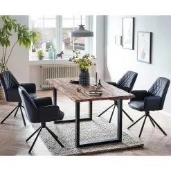 Clearance Wohnen Esstisch und Drehsessel Set - Ewana (fünfteilig)