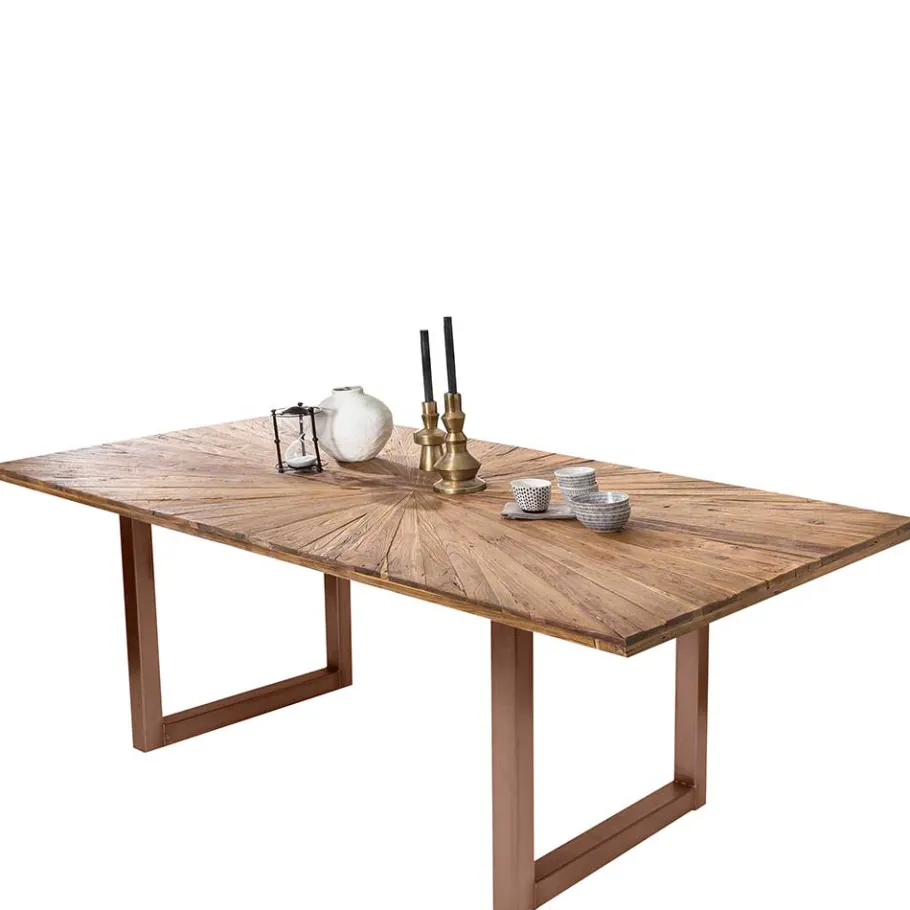Outlet Wohnen Esszimmer Esstisch mit Altholz-Platte aus Teak - Coras