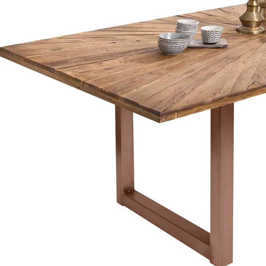 Outlet Wohnen Esszimmer Esstisch mit Altholz-Platte aus Teak - Coras