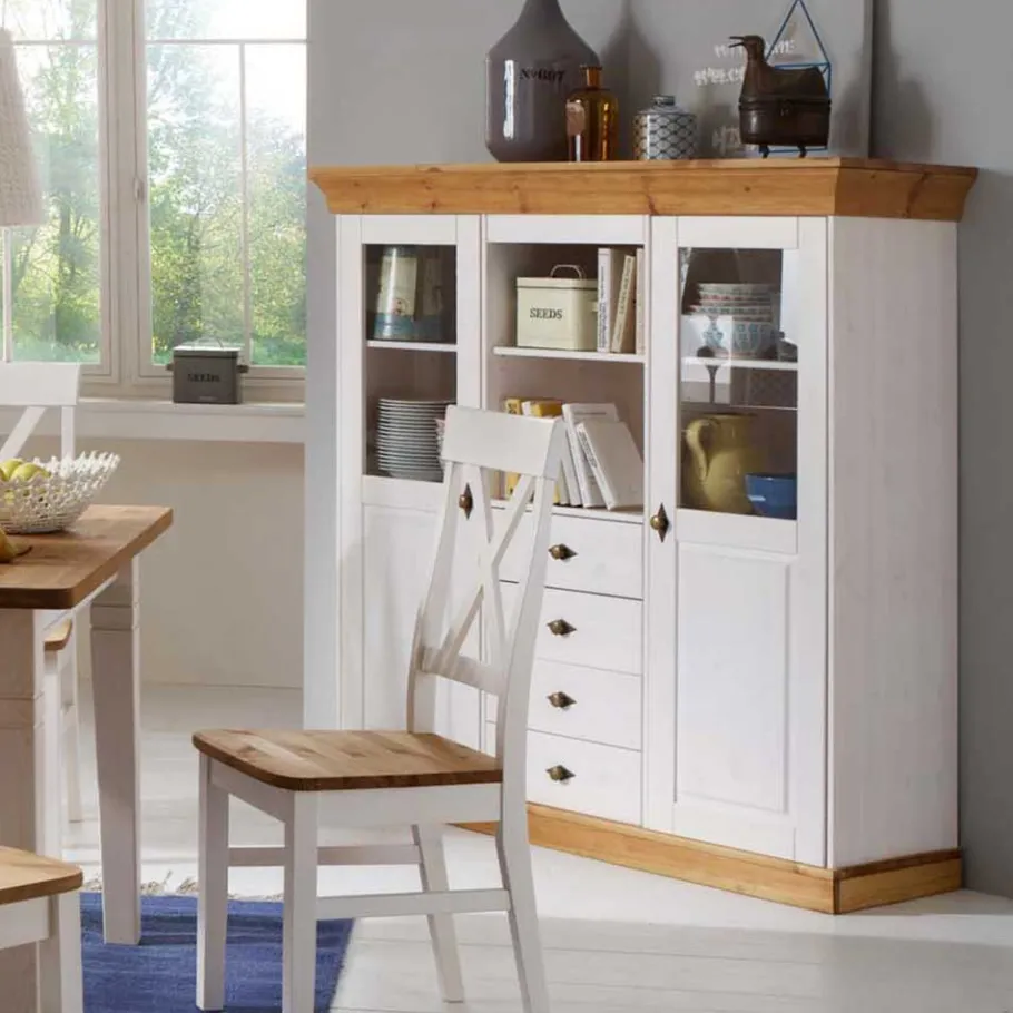 Outlet Wohnen Esszimmer Highboard Sibiuta im Landhausstil