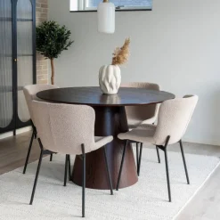 New Wohnen Esszimmer Möbelset mit rundem Tisch - Crystono (fünfteilig)