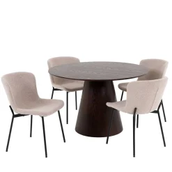 New Wohnen Esszimmer Möbelset mit rundem Tisch - Crystono (fünfteilig)