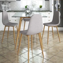 Online Wohnen Esszimmer Schalenstühle in Hellgrau Stoff - Reus (4er Set)