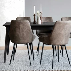 New Wohnen Esszimmer Sitzgruppe in Braun & Schwarz - Elizabeth (siebenteilig)