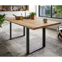 Outlet Wohnen Esszimmer Tisch mit Holzplatte aus Wildeiche - Rouven