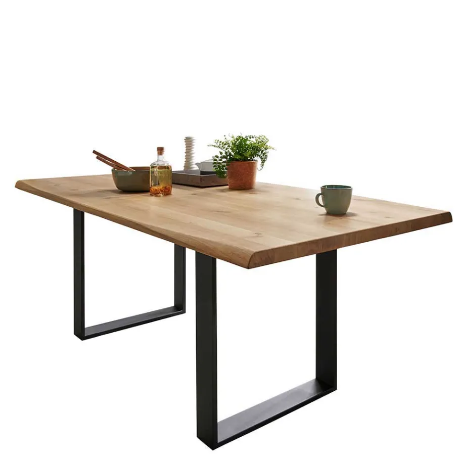 Outlet Wohnen Esszimmer Tisch mit Holzplatte aus Wildeiche - Rouven