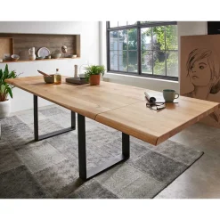 Outlet Wohnen Esszimmer Tisch mit Holzplatte aus Wildeiche - Rouven