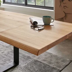 Outlet Wohnen Esszimmer Tisch mit Holzplatte aus Wildeiche - Rouven