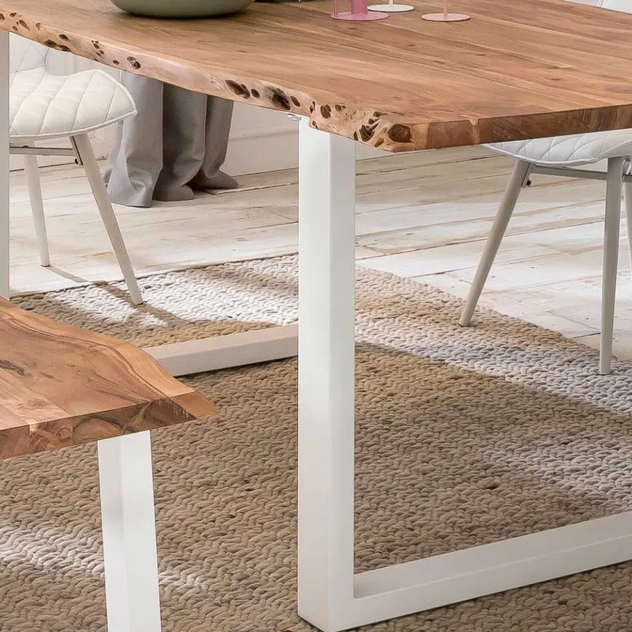 Wohnen Esszimmer Tisch mit Holzplatte Baumkante - Oking
