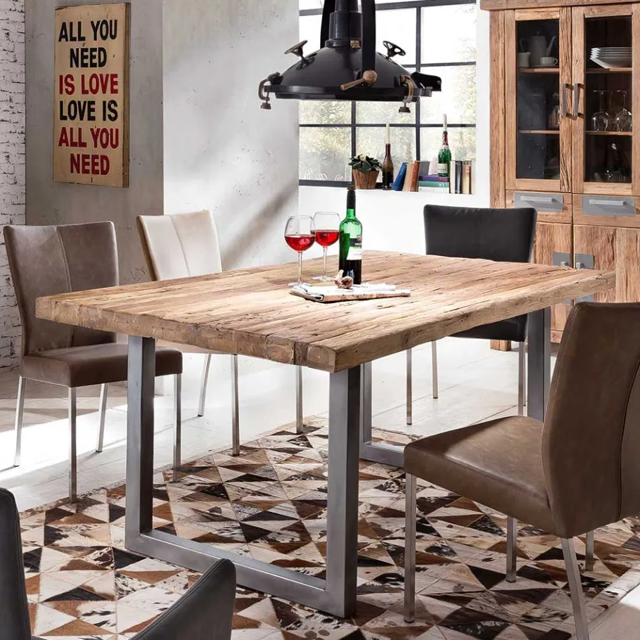 New Wohnen Esszimmer Tisch mit Teak Altholz Platte - Malaya