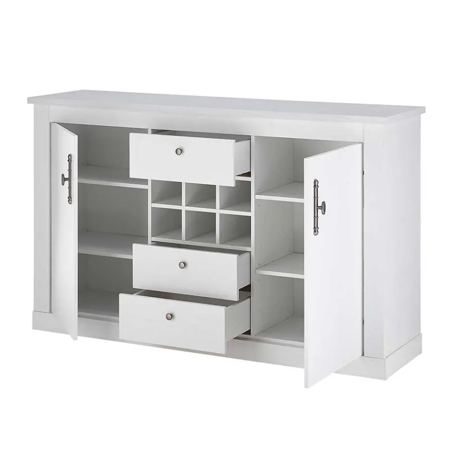 Best Wohnen Esszimmermöbel Kombi in weißer Holzoptik Pinie - Liancos (vierteilig)
