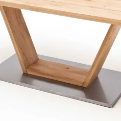 Best Wohnen Esszimmertisch mit Balkeneiche massiv Woodny & V-Design Gestell