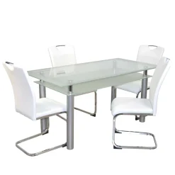 New Wohnen Esszimmertisch mit Glasplatte & Stühle - Chepter (fünfteilig)