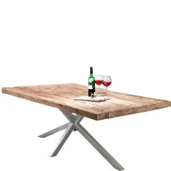 Outlet Wohnen Esszimmertisch mit Holzplatte aus Teak recycelt - Kulstrado