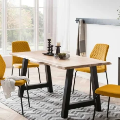 Online Wohnen Esszimmertisch mit Naturkante und A-Design-Gestell - Viradossa