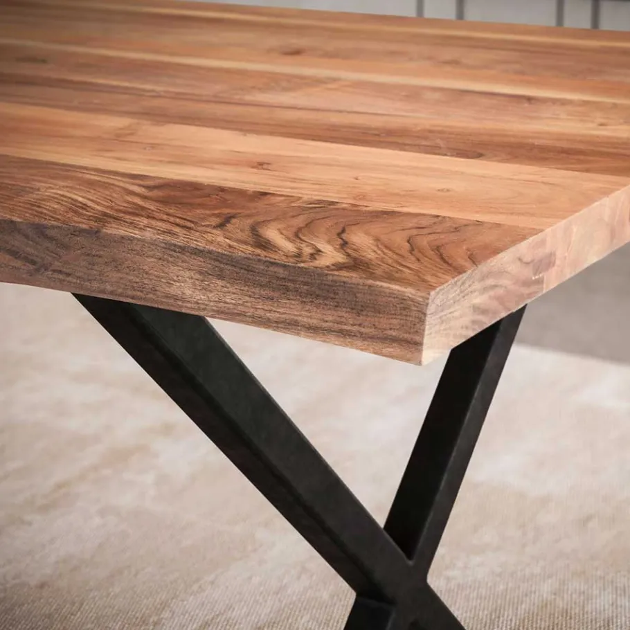 Discount Wohnen Esszimmertisch mit X-Beinen in Schwarz - Gloma
