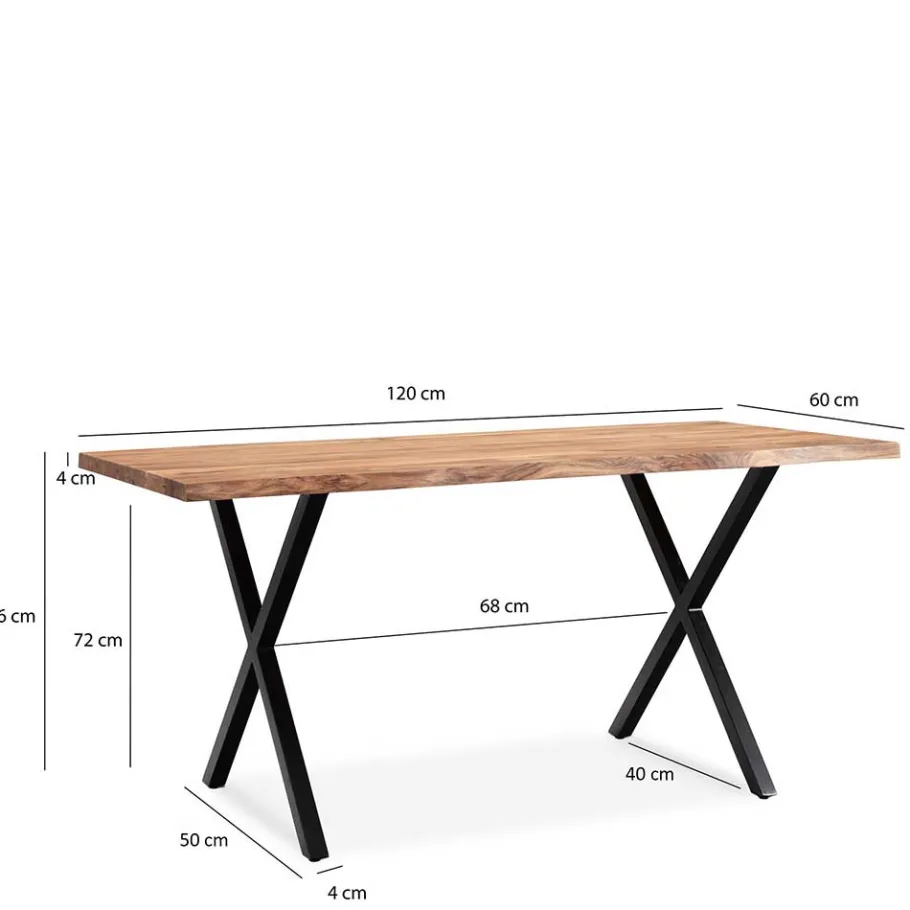 Discount Wohnen Esszimmertisch mit X-Beinen in Schwarz - Gloma