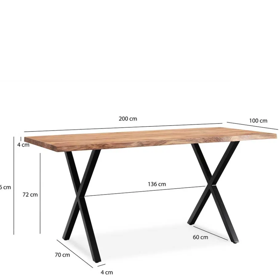 Discount Wohnen Esszimmertisch mit X-Beinen in Schwarz - Gloma
