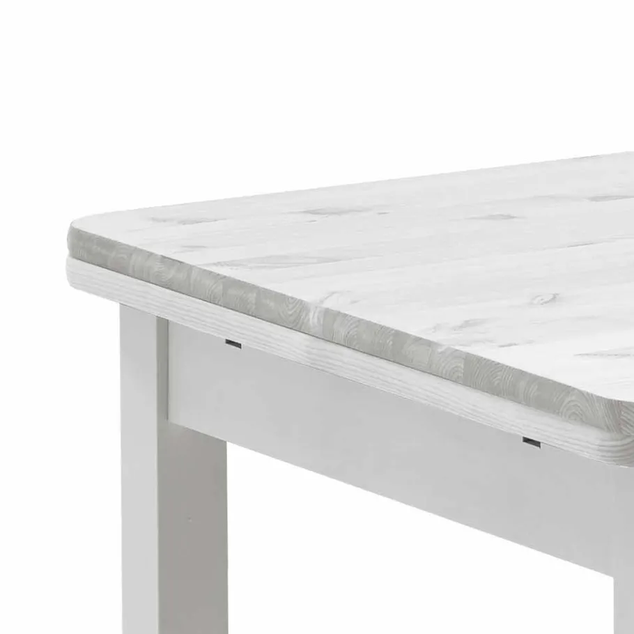 Outlet Wohnen Esszimmertisch Vironegras in Weiß Kiefer massiv