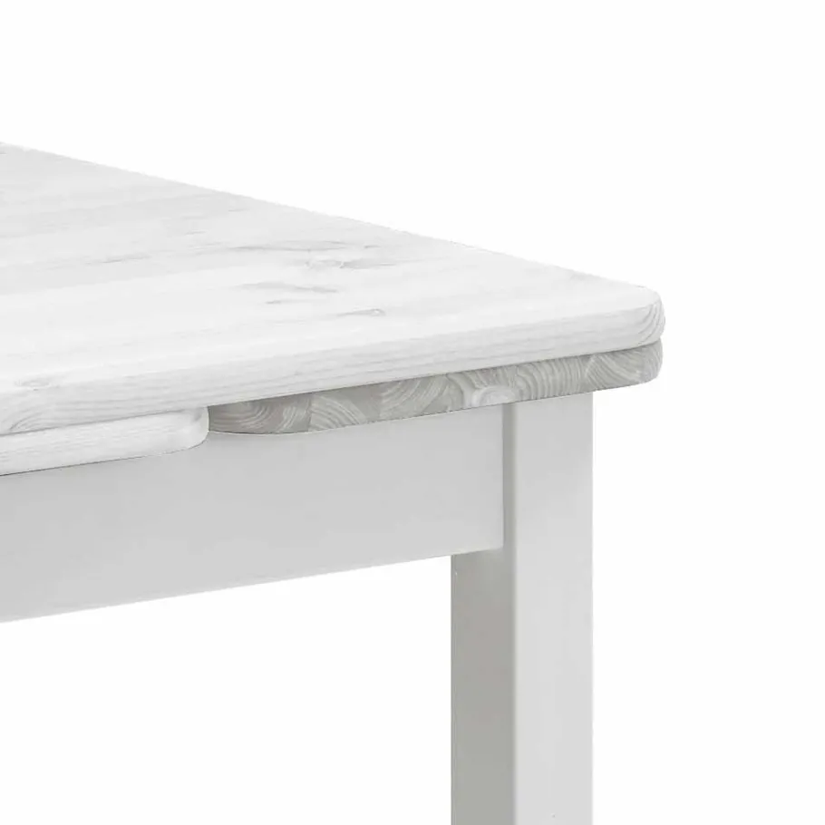 Outlet Wohnen Esszimmertisch Vironegras in Weiß Kiefer massiv