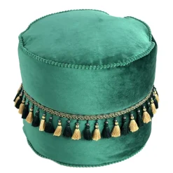 Outlet Wohnen Ethno Style Pouf mit Makramee Quasten Borte - Natsonai