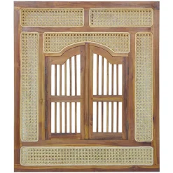 Wohnen Ethno Style Spiegel aus Teak Holz & Rattan - Vilrada