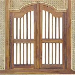Wohnen Ethno Style Spiegel aus Teak Holz & Rattan - Vilrada