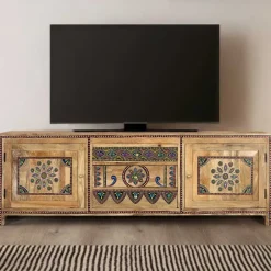 Hot Wohnen Ethno Style TV Kommode mit farbenfrohen Ornamenten - Azua