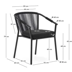 Hot Wohnen Extravagante Gartenstühle in Schwarz - Onna (4er Set)