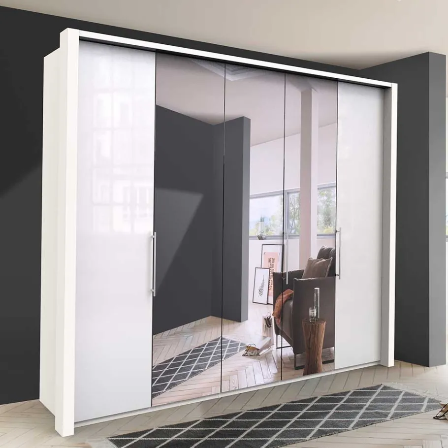 Sale Wohnen Falttüren Kleiderschrank mit Spiegel & Glas - Dolienca
