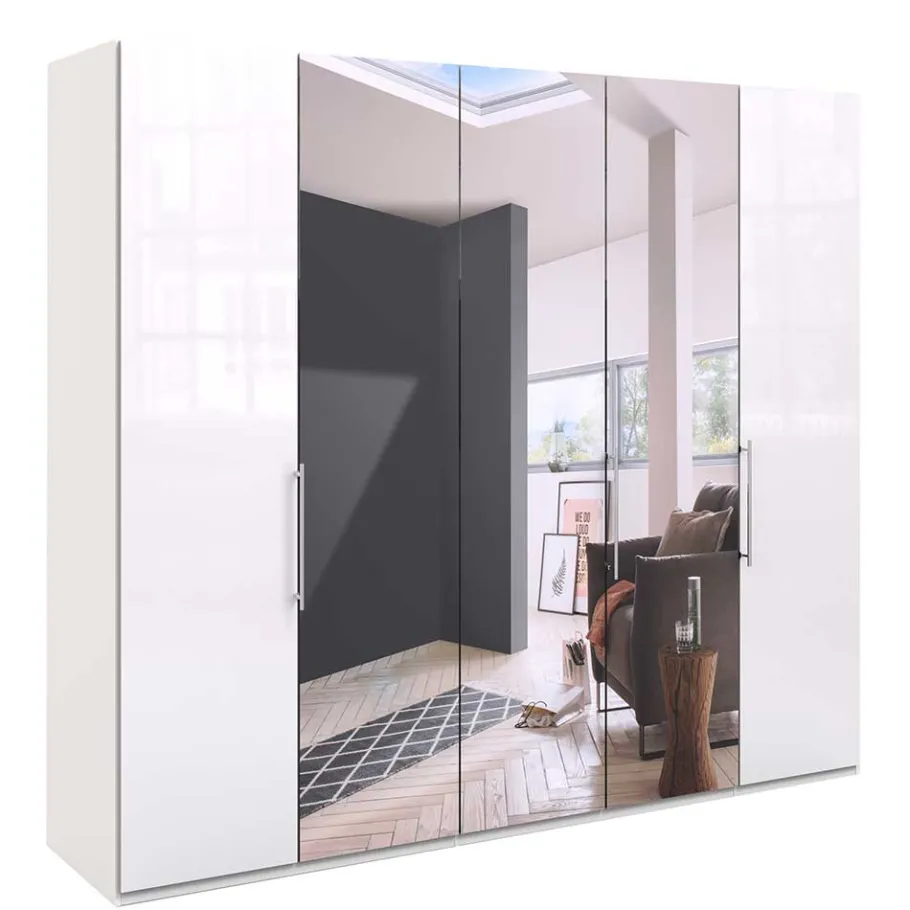 Sale Wohnen Falttüren Kleiderschrank mit Spiegel & Glas - Dolienca