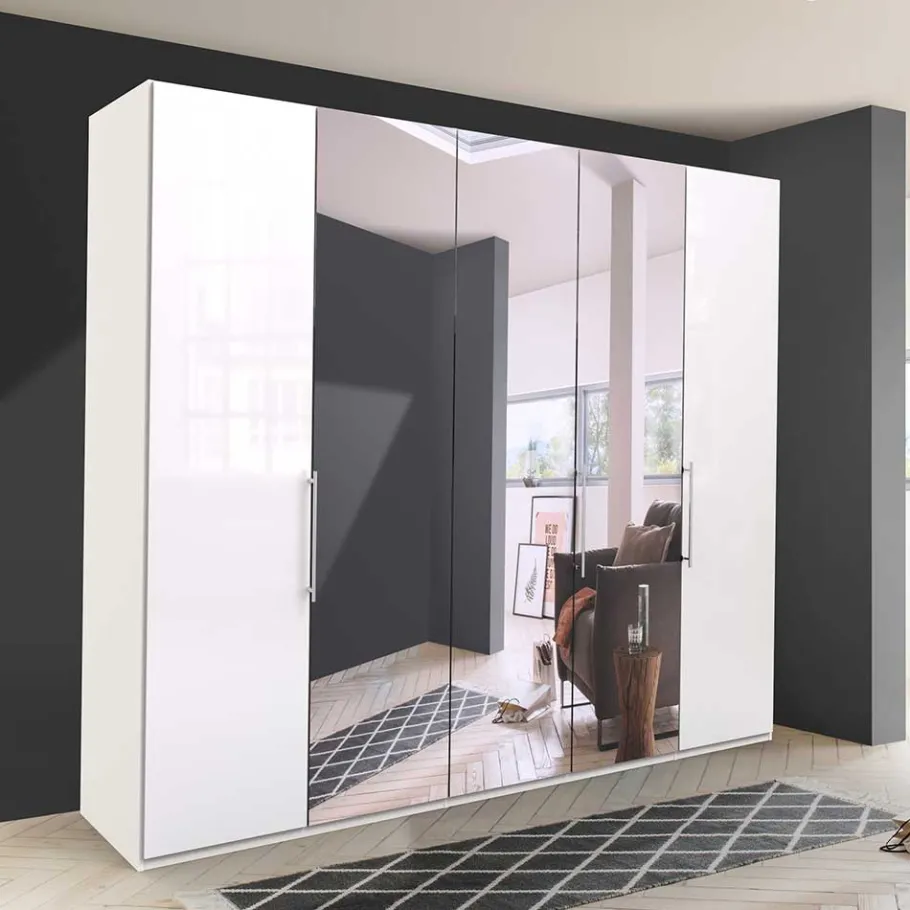 Sale Wohnen Falttüren Kleiderschrank mit Spiegel & Glas - Dolienca