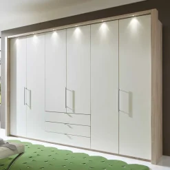 Hot Wohnen Falttürenschrank Gunjo in Weiß Eiche Sägerau