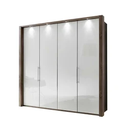 New Wohnen Falttürenschrank Yutaha in Weiß Eiche Trüffel