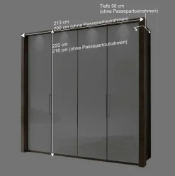 New Wohnen Falttürenschrank Yutaha in Weiß Eiche Trüffel