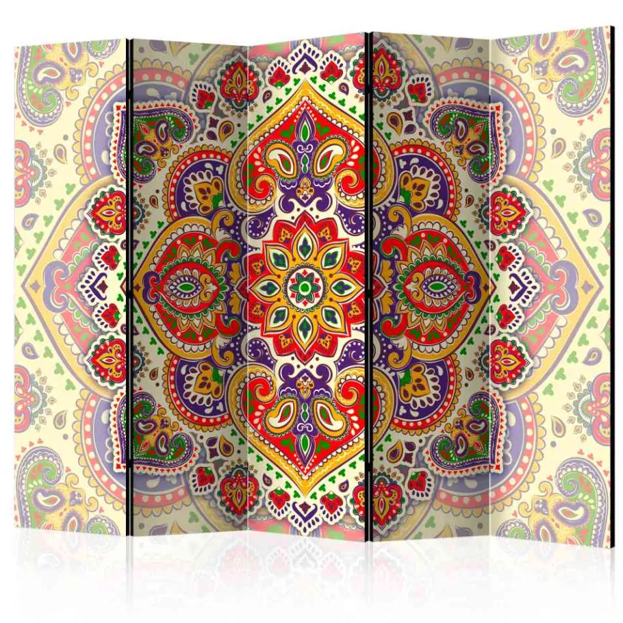 Outlet Wohnen Farbenfroher Paravent mit Mandala Druck - Gragano