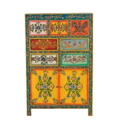 Best Wohnen Farbenfrohes Design-Highboard mit Blumen Motiven - Leverias