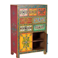 Best Wohnen Farbenfrohes Design-Highboard mit Blumen Motiven - Leverias