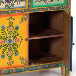 Best Wohnen Farbenfrohes Design-Highboard mit Blumen Motiven - Leverias