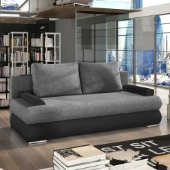 Wohnen Federkern-Bettsofa in Dunkelgrau und Schwarz - Jarah