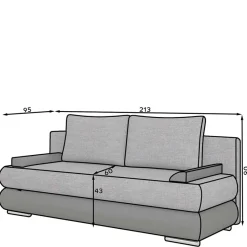 Wohnen Federkern-Bettsofa in Dunkelgrau und Schwarz - Jarah
