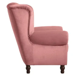 New Wohnen Federkern-Ohrensessel in Rosa und Nussbaum Braun - Masiela