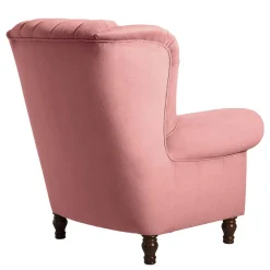 New Wohnen Federkern-Ohrensessel in Rosa und Nussbaum Braun - Masiela