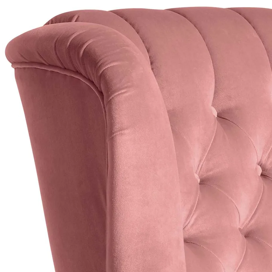 New Wohnen Federkern-Ohrensessel in Rosa und Nussbaum Braun - Masiela