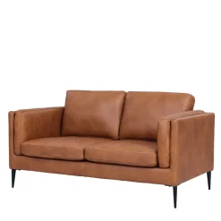 Best Wohnen Federkernsofa in Leder Cognac Braun - Lespavo