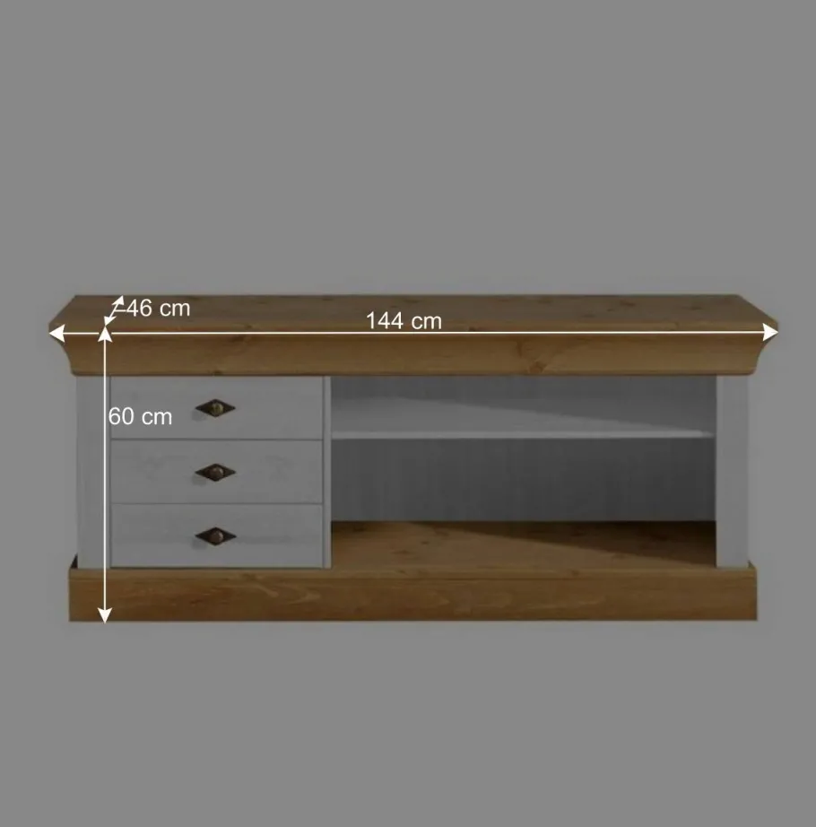 Outlet Wohnen Fernseh Unterschrank Sibiuta im Landhausstil