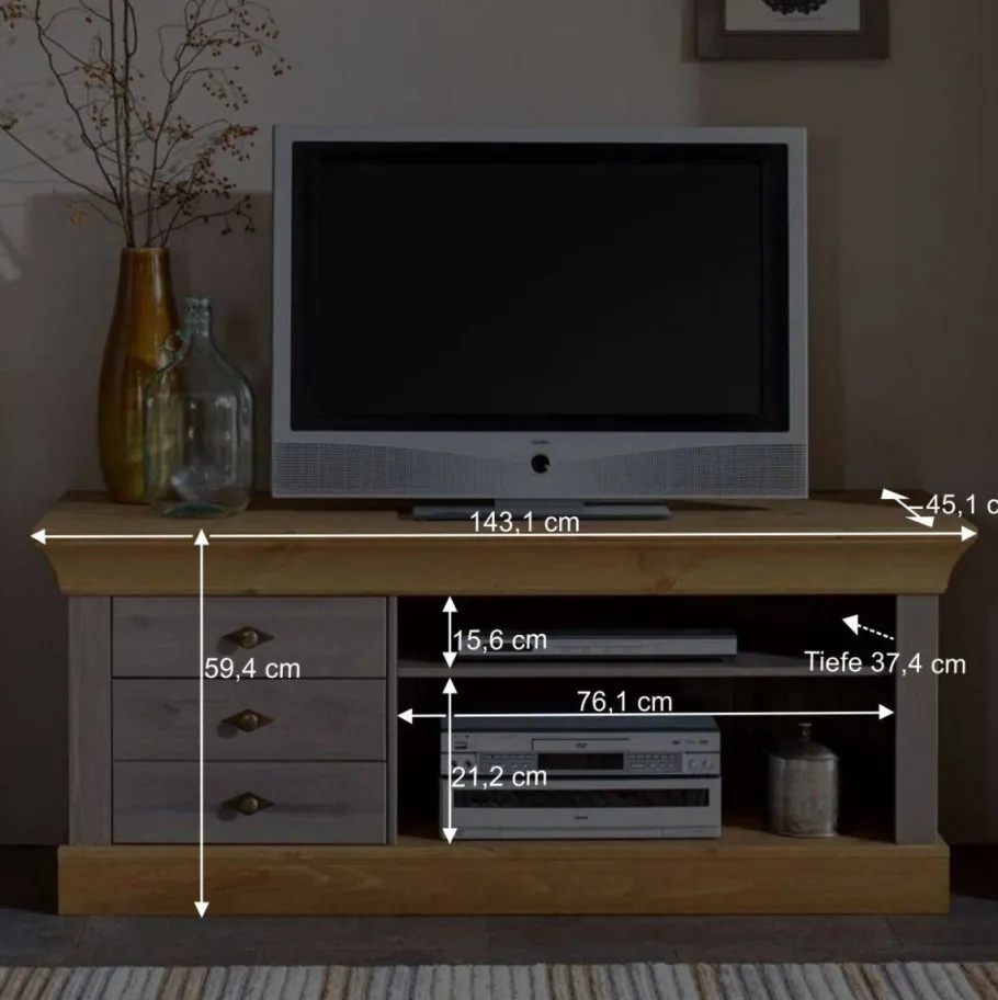 Online Wohnen Fernsehmöbel Cempino in Grau