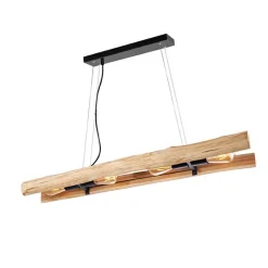 Best Wohnen 4-flammige Pendelleuchte aus Massivholz Natur - Tanky